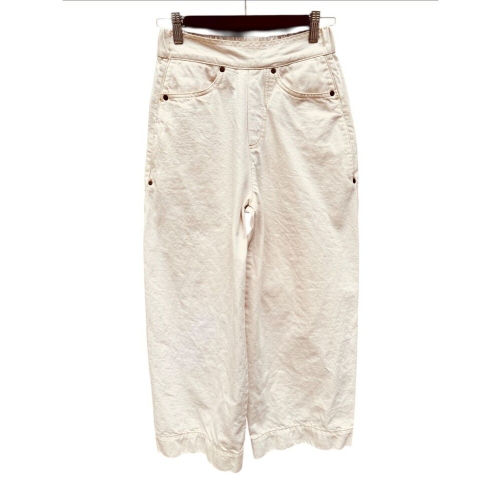Mes Demoiselles Cream Elastic-Waist Barrel Jeans EU Sz 34 (XS/US)